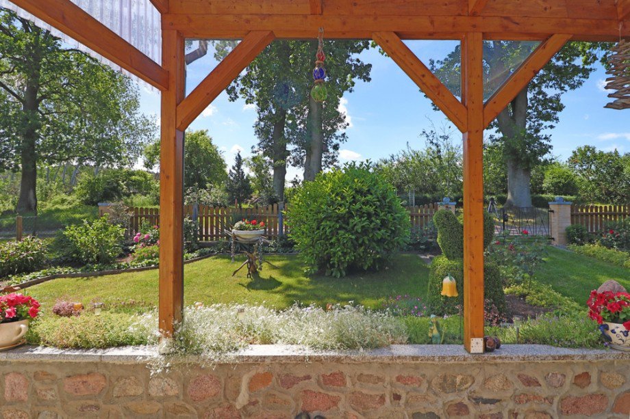 Ausblick Terrasse Ferienhaus F�nfseen / Petersdorf