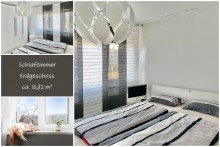 Collage Schlafen 2 x Terrasse + 2 x Wohnen + 2 x K�che + 2 x Bad + 4 x Schlafen = �berraschend viel Platz auf 220 m�