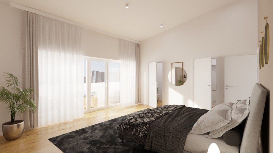 Visualisierung II Schlafen Dachgeschosswohnung Berlin