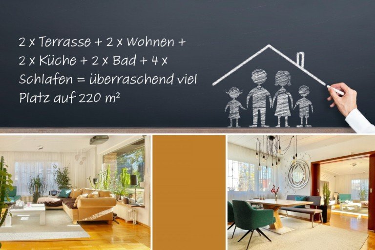 Haus in Lichtenrade Berlin Einfamilienhaus 2 x Terrasse + 2 x Wohnen + 2 x K�che + 2 x Bad + 4 x Schlafen = �berraschend viel Platz auf 220 m�