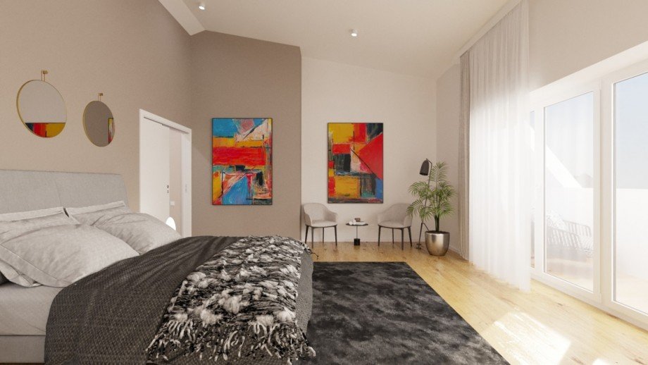Visualisierung Schlafen Dachgeschosswohnung Berlin