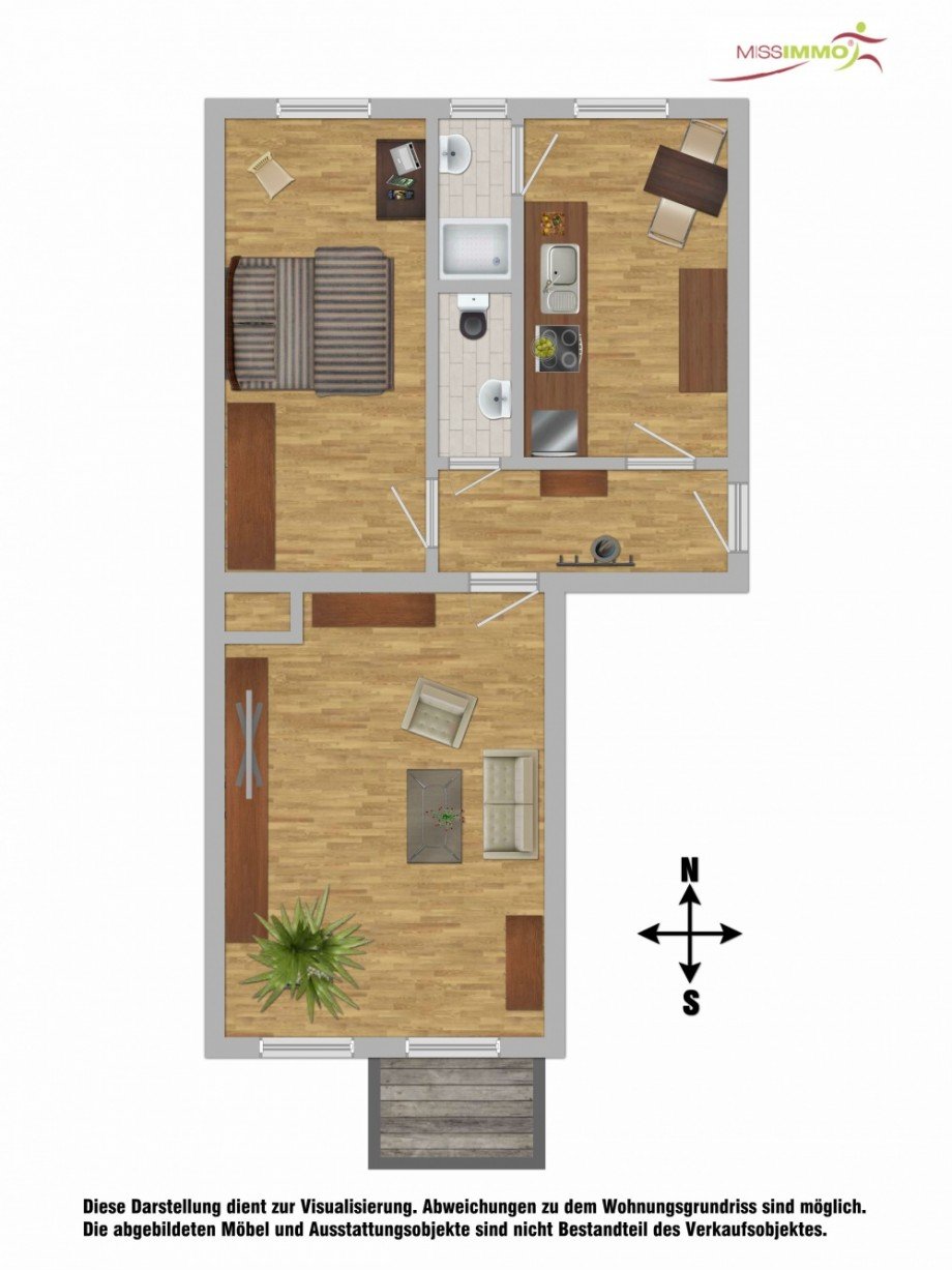 Grundriss m�bliert Etagenwohnung Berlin Reinickendorf