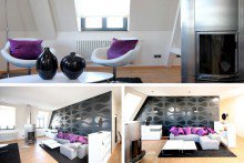 Wohnbereich Collage Traumhaftes Penthouse in Toplage Berlin-Mitte **Dachterrasse**Klimaanlage**exklusive Ausstattung**