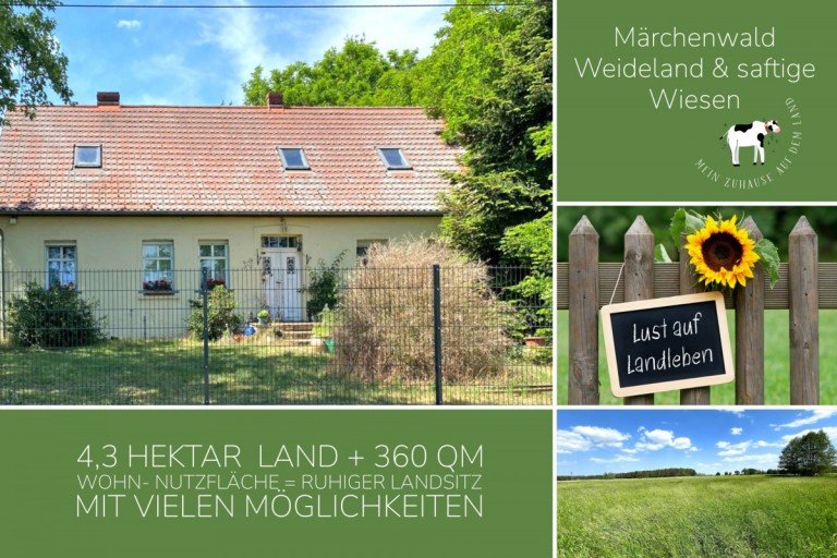 Ihr Ruhepol auf dem Land Bensdorf Resthof Raus aus der Stadt, rein ins Gr�ne: Ihr Landleben beginnt hier! Kleines Geh�ft mit 4,3 Hektar Land