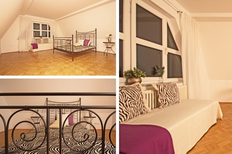 Collage Schlafzimmer Dachgeschosswohnung Berlin / Heiligensee
