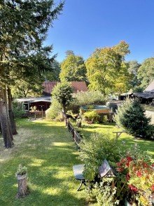 Ausblick zum Garten Idyllische Oase mit Wasserzugang & Bootssteg am Naturpark Dahme-Heideseen