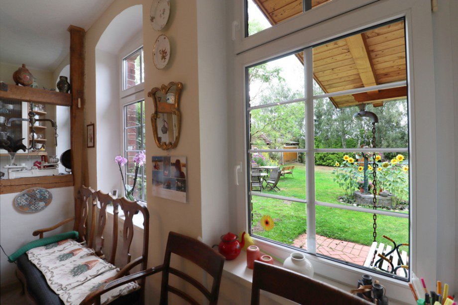 Blick zum Garten Bauernhaus Vollrathsruhe / Hallalit