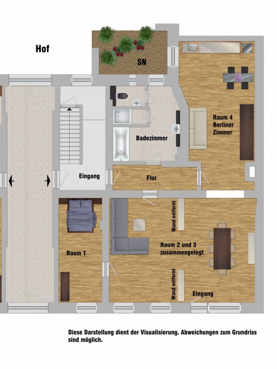 Visualisierung Grundriss Etagenwohnung Berlin