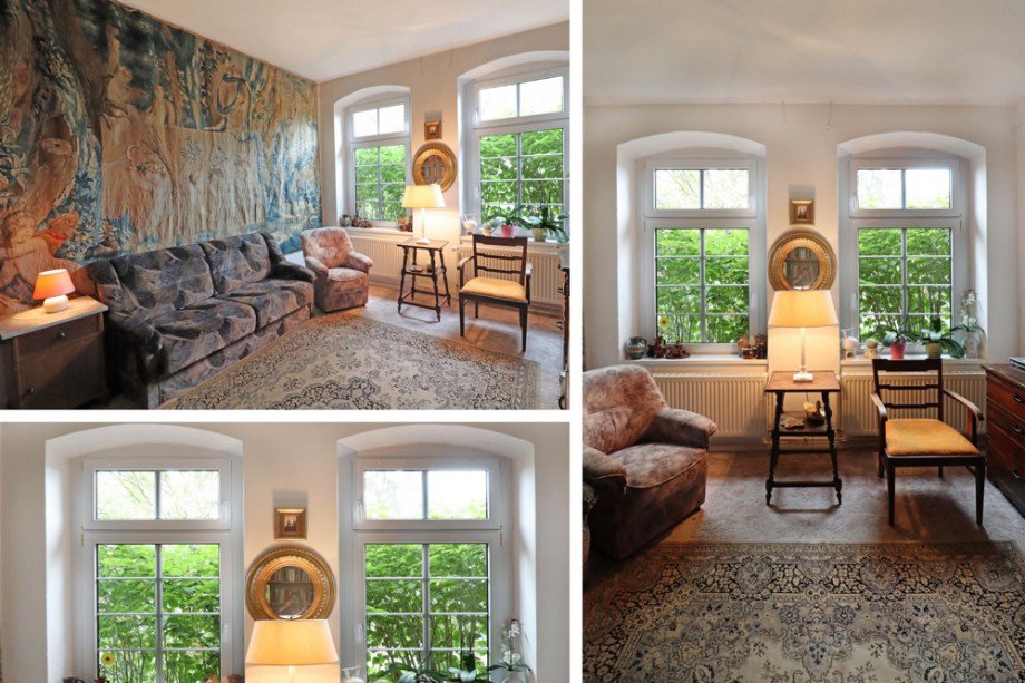 Collage Bibliothek Bauernhaus Vollrathsruhe / Hallalit