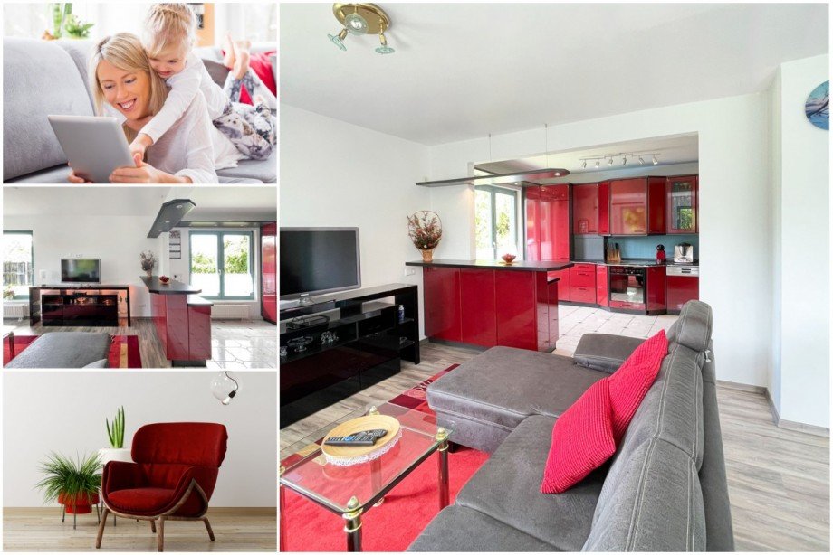 Collage Wohnzimmer Einfamilienhaus Berlin