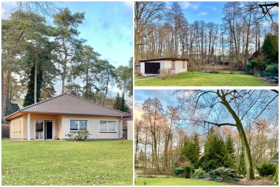 Collage Gartenansicht Bungalow Rangsdorf