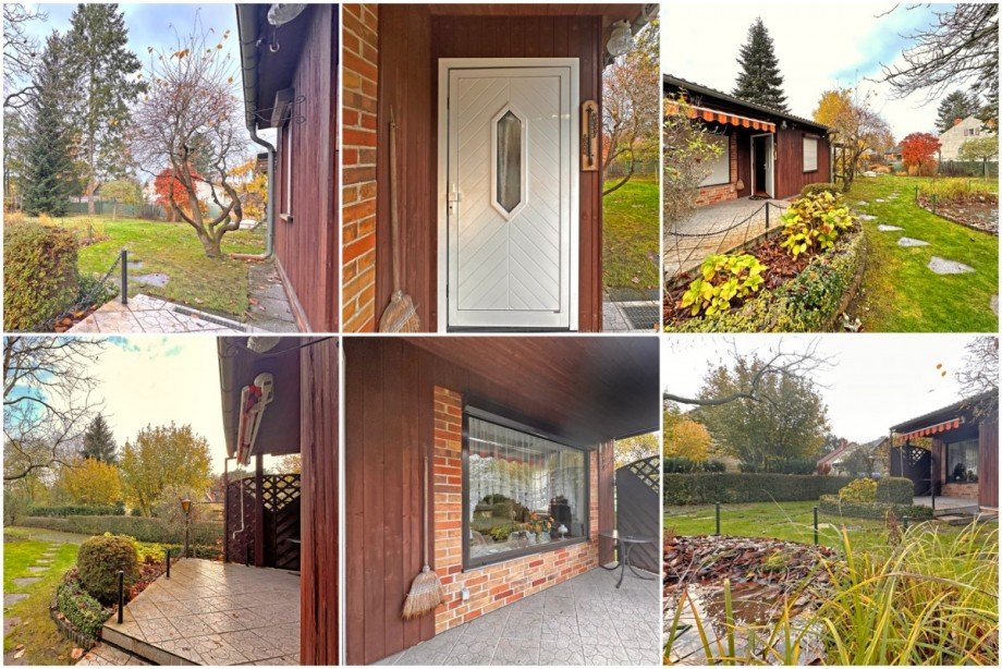 Collage Wochenendhaus Bungalow Heidesee