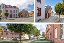 Collage Stra�enansicht & Nachbarschaft Wohnen am Burgmuseum in Plau am See ! Nur wenige Minuten von der Altstadt entfernt !