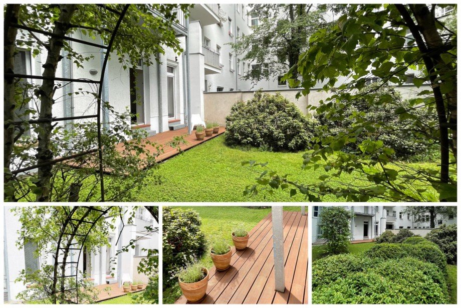 Terrasse zum Hofgarten Ostseite Etagenwohnung Berlin