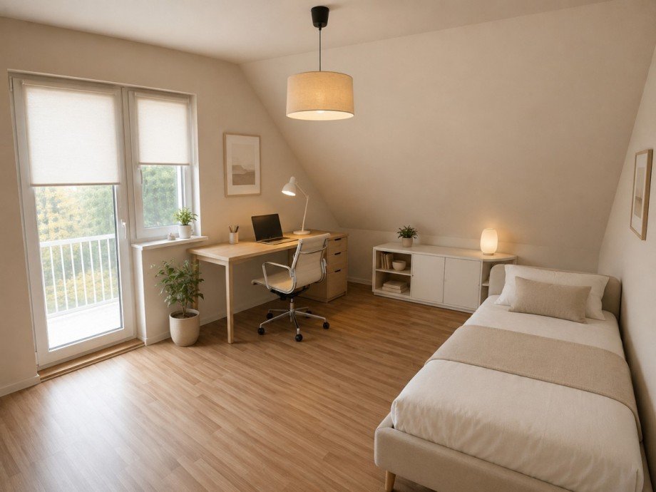 Zimmer 3 mit Balkon optimiert Einfamilienhaus Sch�nefeld