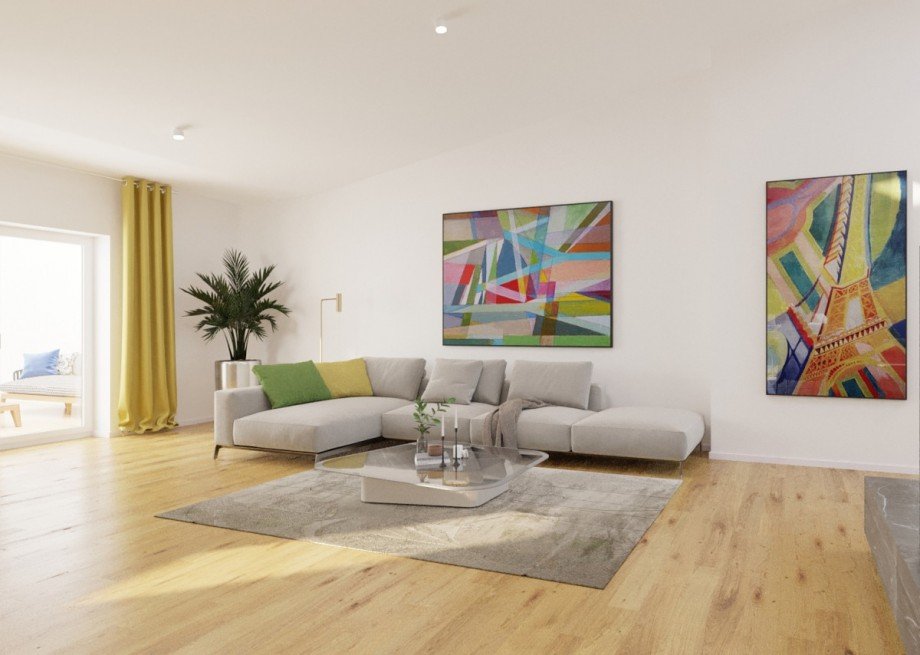 Visualisierung Wohnzimmer Dachgeschosswohnung Berlin