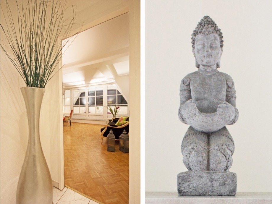 Blick uns Wohnzimmer Dachgeschosswohnung Berlin / Heiligensee