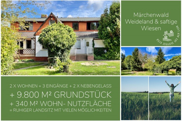 Landsitz mit gro�em Grundst�ck Gro� Pankow Einfamilienhaus ++ M�rchenwald, Weideland, saftige Wiesen ++ kleines Geh�ft mit Nebengelass auf gro�em Grundst�ck!